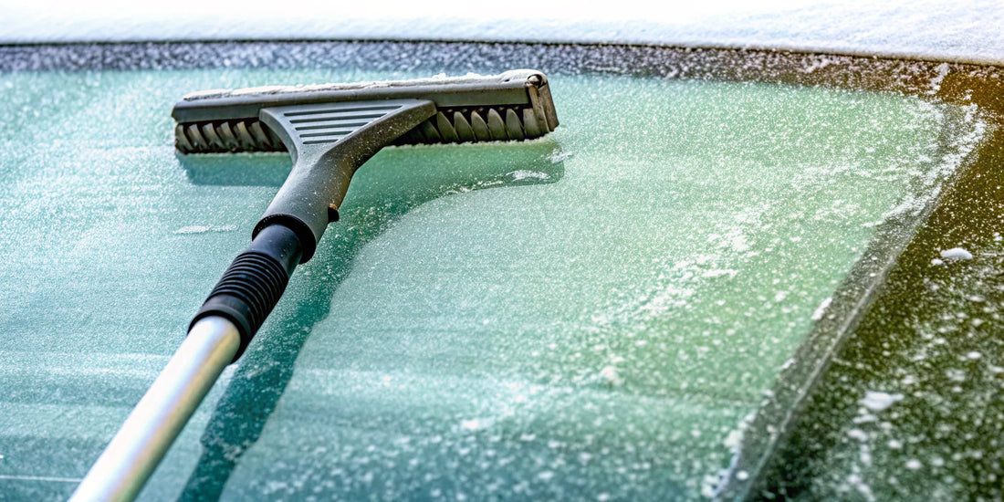 The best heavy duty ice scraper for cars breaking through thick ice on a windshield.