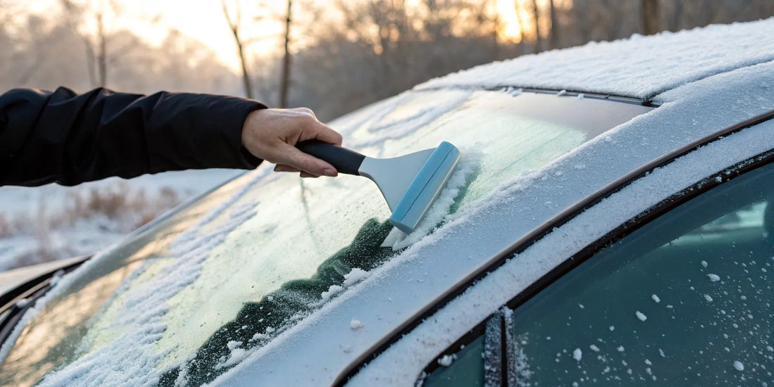 One of the best ice scrapers for car paint safely clearing frost from a windshield.