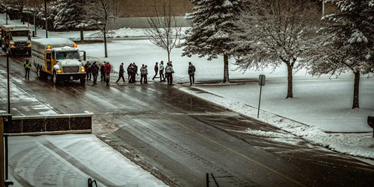 School and team members organizing winter fundraiser products
