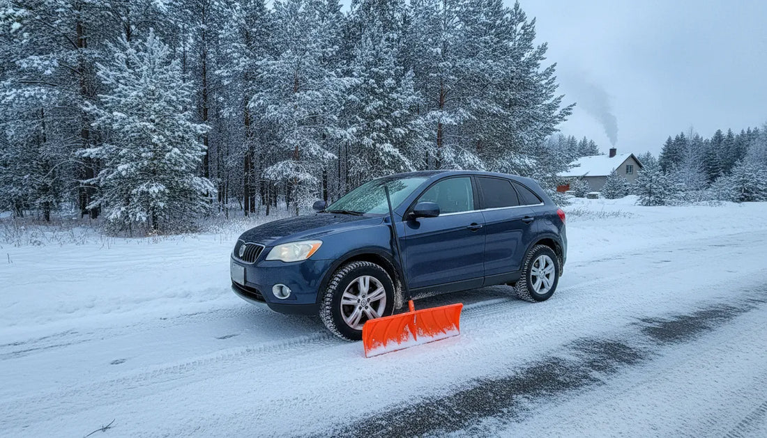 SUV and snow scraper ready for winter driving