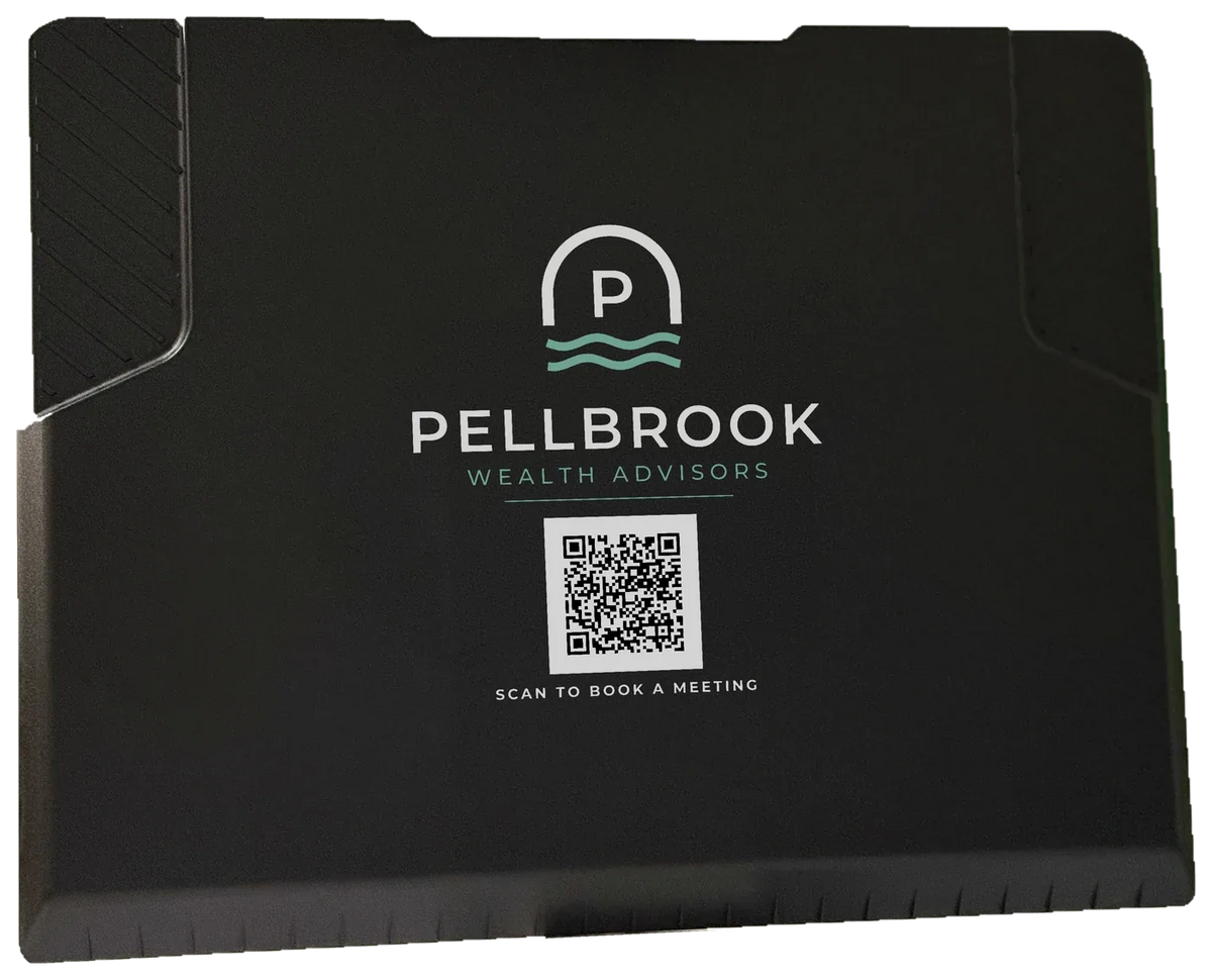 The EDGE with a sample wealth-advisor logo and one QR code to book a meeting